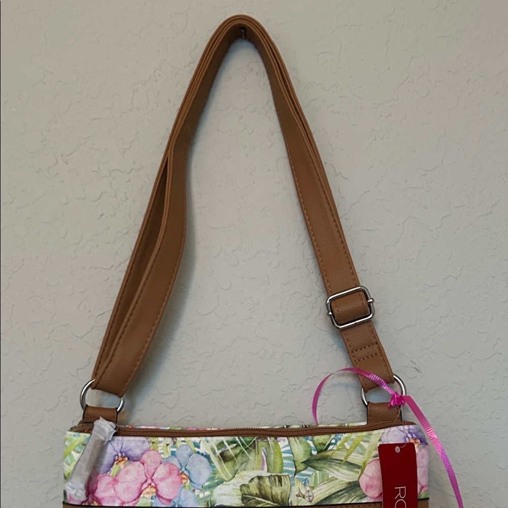 HANDBAG. NWT. Rosetti Floral Green and Brown Shoulder Bag and Cross Body. - Picture 5 of 5